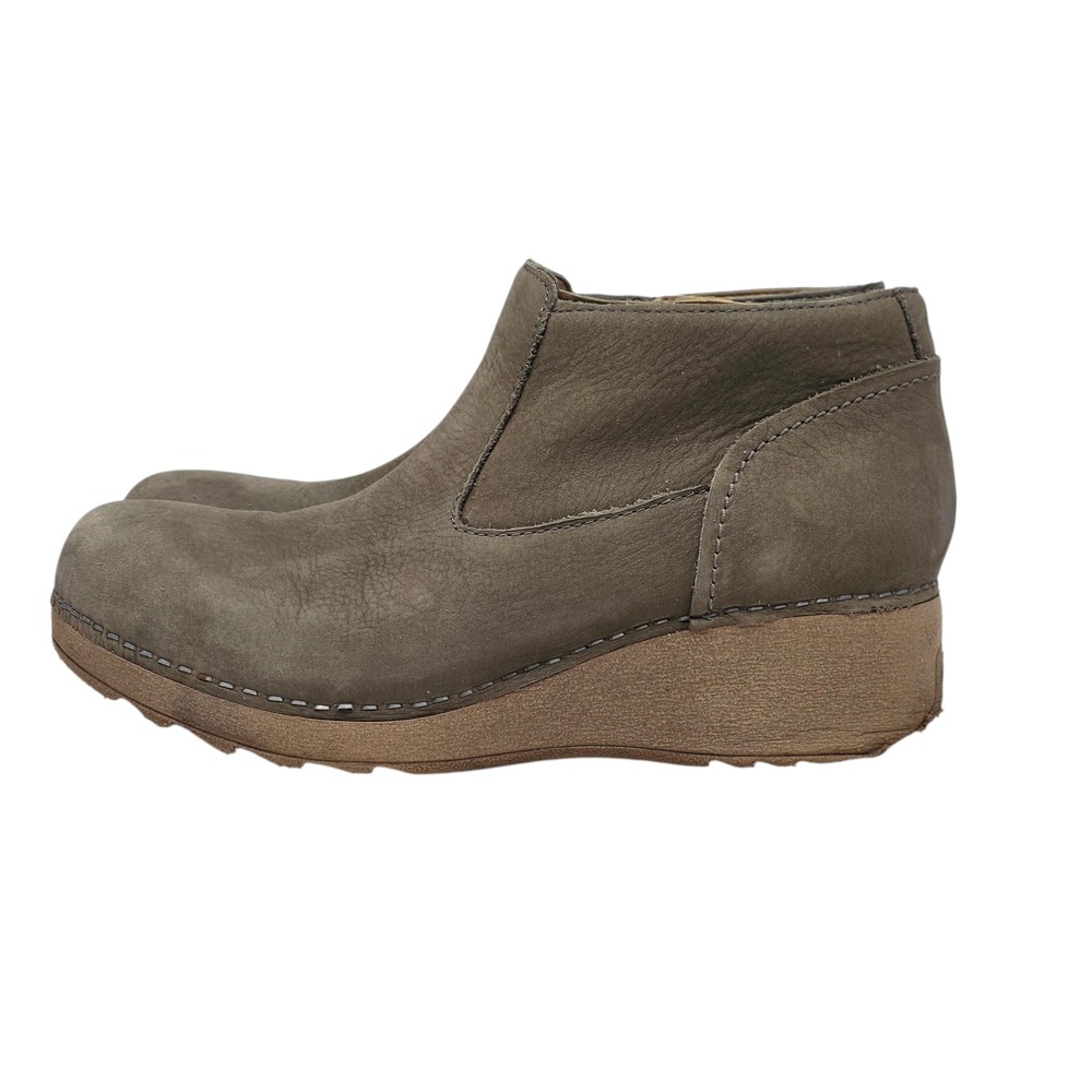 Dansko Charlene Women Ankle Boot Taupe Leather Wedge Zip 39 EU 8.5 US $175 - Picture 5 of 12